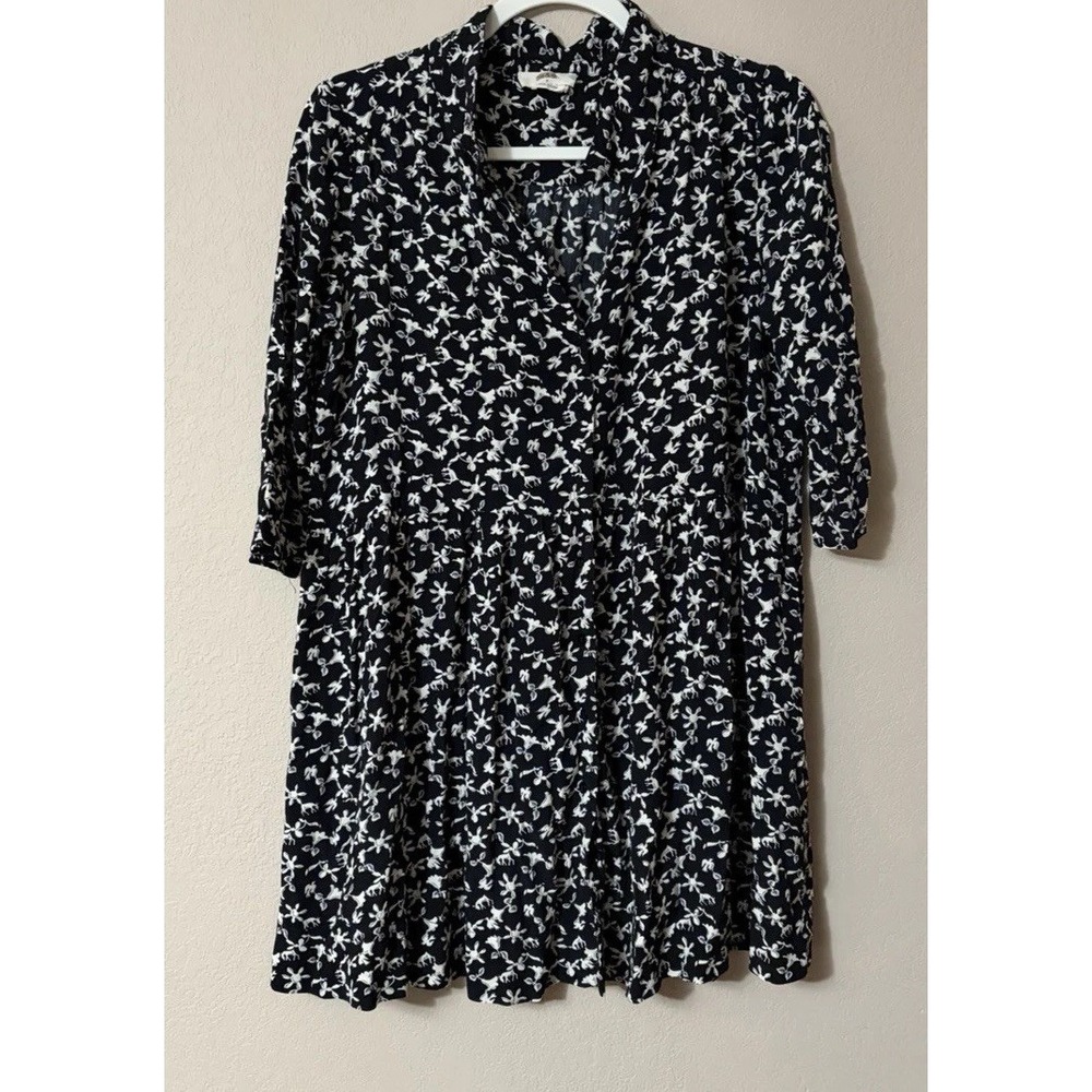 Ba&sh Paris Cocea Floral Button Front Mini Dress Black White - Size 2 / US 8